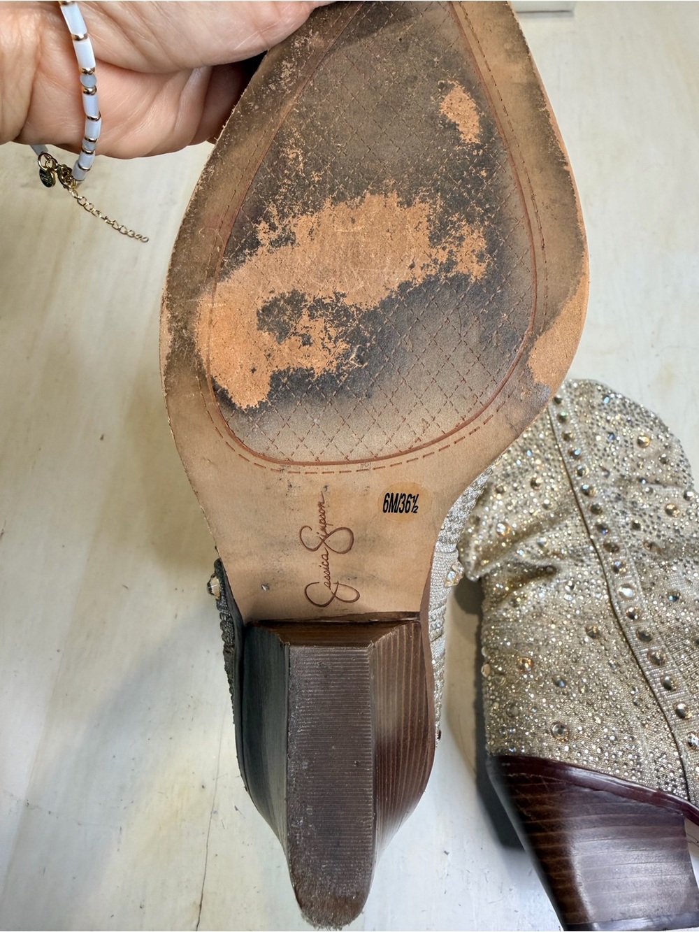 Embellished Gold Jessica Simpson Western Boots - Picture 6 of 8